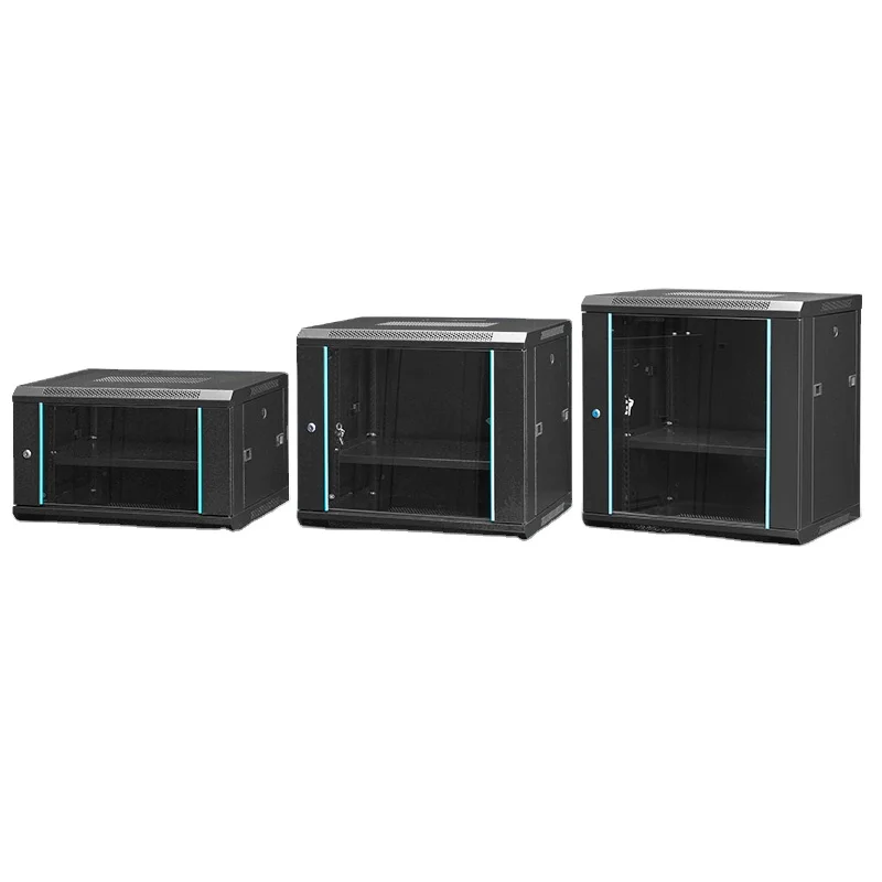 2U 4U 6U 9U 12U 15U 19" Wandmontage-Rack Netzwerkschrank Glastür Weiß oder Schwarz, gutes Aussehen Image