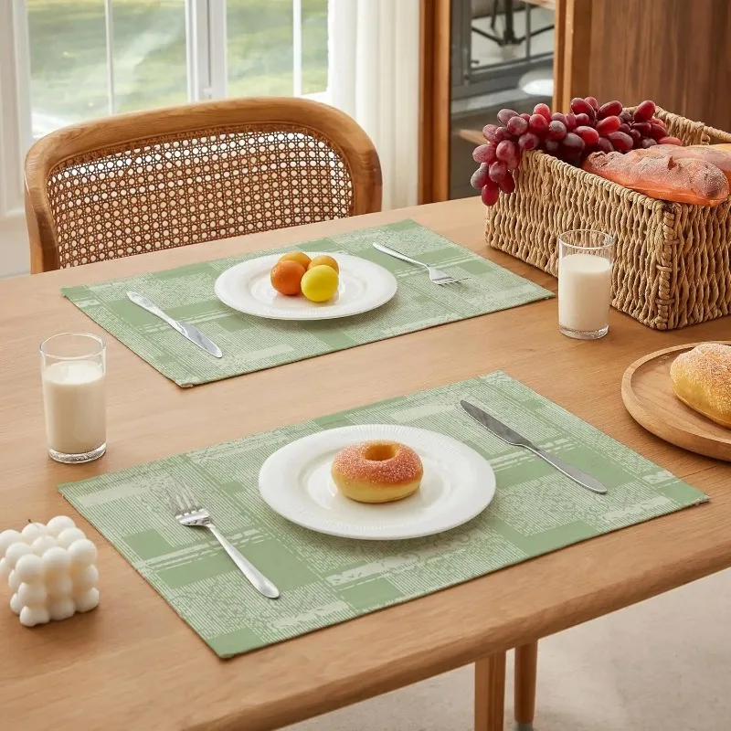 Tischsets im ländlichen Stil, Küchentische, Couchtische, Tischsets, grün, schlicht und elegant, Frühlings-Heimdekoration