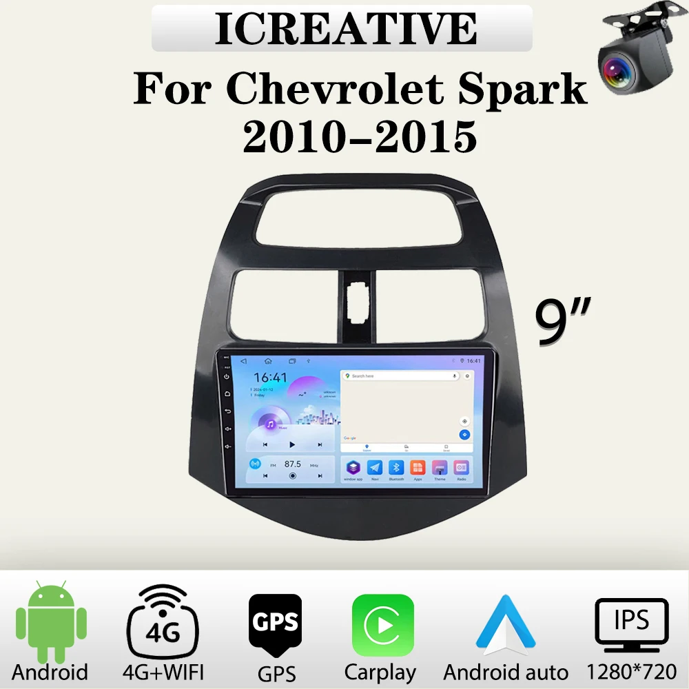 Autoradio für Chevrolet Spark 2010–2015, Multimedia-Video-Player, Carplay, kabellose Steuergerät, 22,9 cm, Android-Autoradio, Navigation, GPS Image