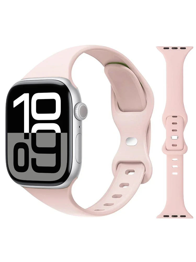 Riemen für Apple Watch 10 Band 42 mm 40 mm 45 mm 44 mm 41 mm 46 mm Silikon Slim Handgelenk Correa Armband iWatch Serie 8 7 3 4 5 6 9 SE Image