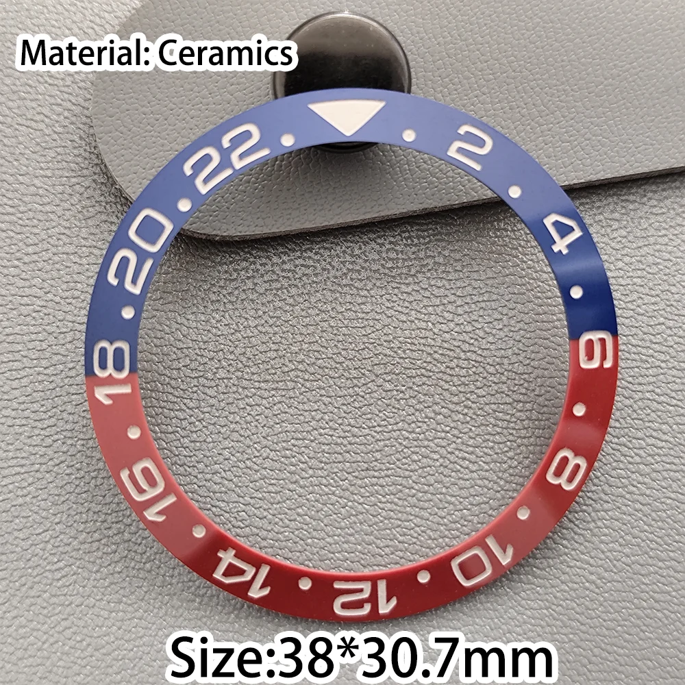 GMT Uhr Lünette Einsatz Ring 38mm * 30,6mm Keramik Oder Aluminium Rot & Blau Lünetten Für NH34 40mm herren Uhr Reparatur Teile Zubehör Image
