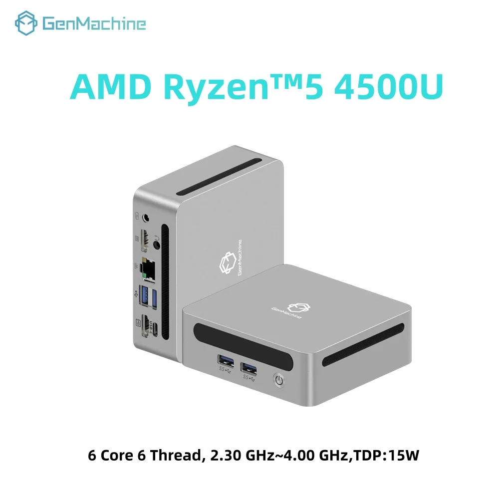 GenMachine Mini PC AMD Ryzen 5 4500U 6 Core 6 Thread 4.0GHz 15W Win11 DDR4 Wifi6 pc gamer computer Diy Gaming Computer