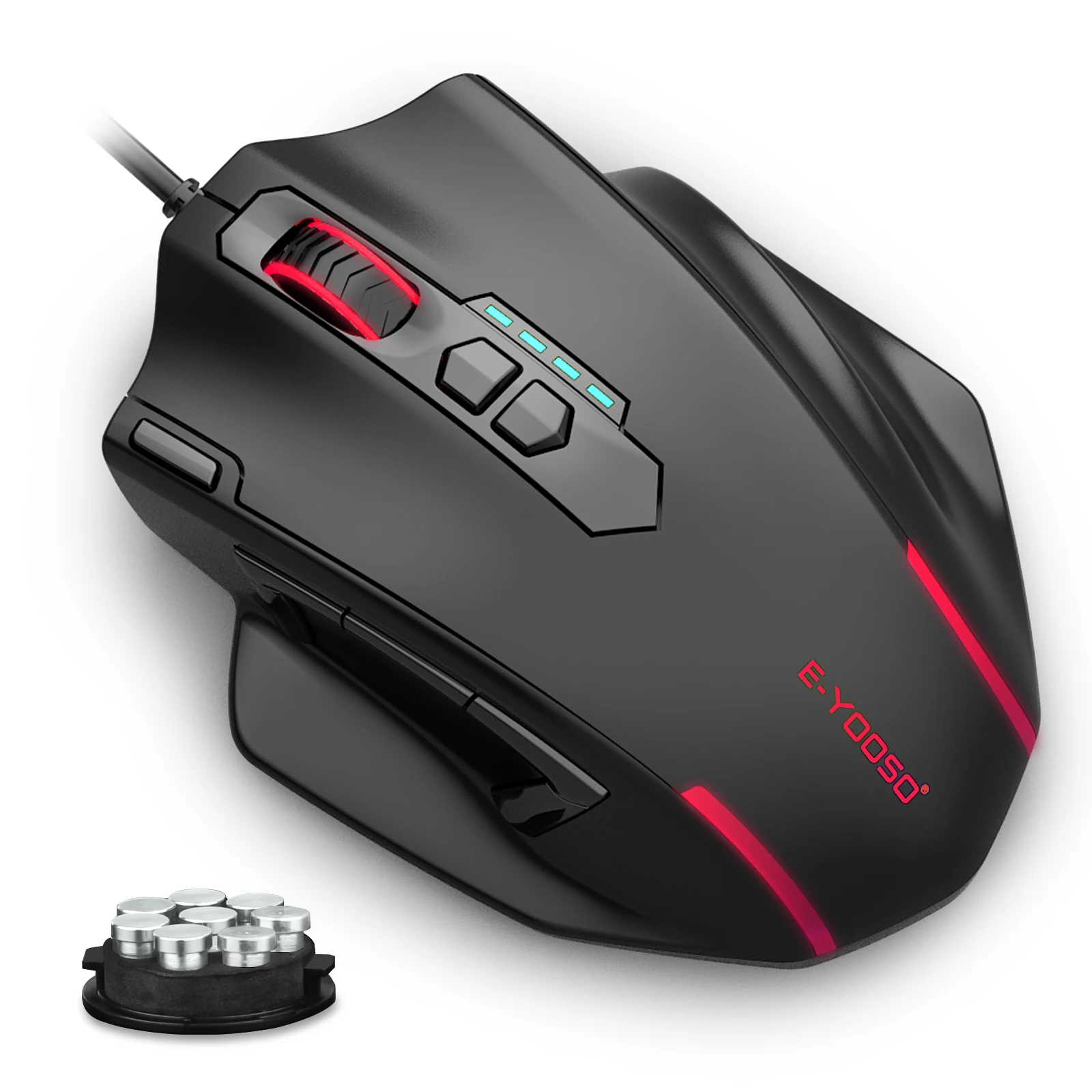 E-YOOSO X-41 Pro USB-Gaming-Maus mit Kabel, RGB-Hintergrundbeleuchtung, 12400 DPI, 11 Tasten, programmierbare ergonomische Mäuse für Arbeitscomputer, PC, Laptop Image