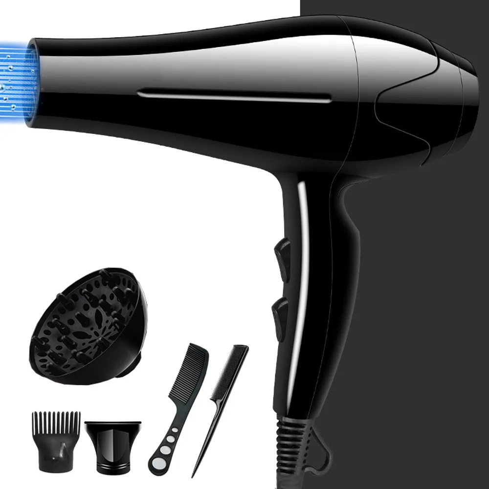 Professionelles Hochleistungs-Haartrockner-Set mit Bürstenmotor, schnell trocknend, geräuscharm – inklusive abnehmbarer Düse, Kamm, Schutz C Image