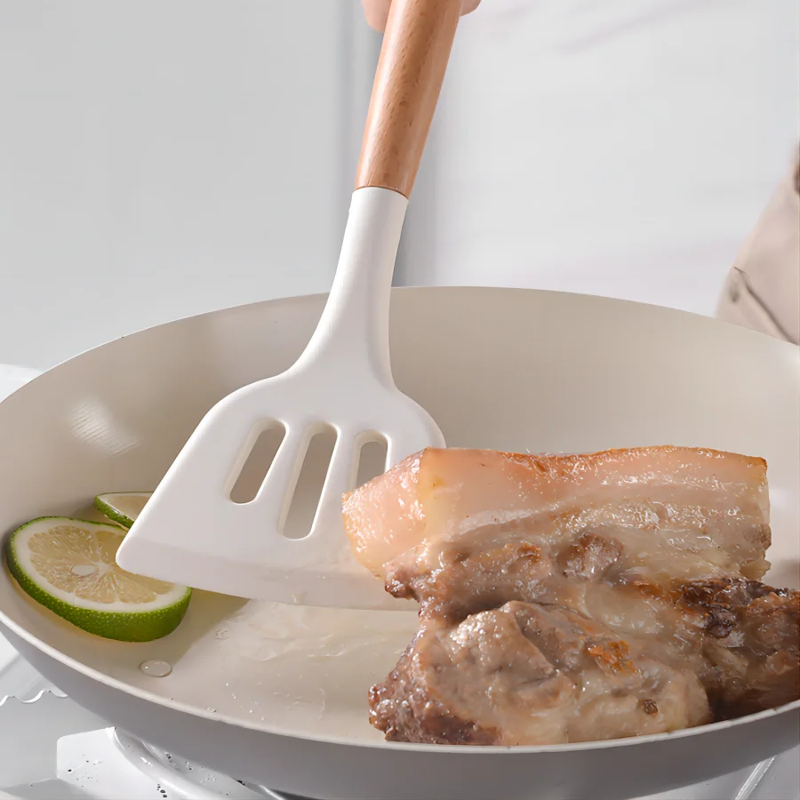 Küchenutensilien-Set, 14-teiliges Kochutensilien-Set aus Silikon (spülmaschinenfest), hitzebeständiges Spachtel-Set, antihaftbeschichtetes Kochgeschirr Image