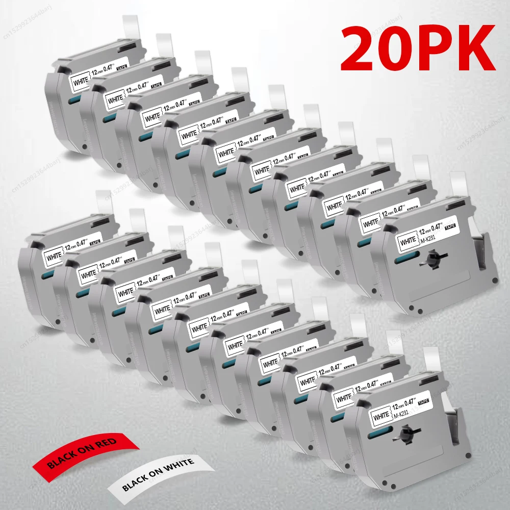 1 ~ 20 Stück M-K231 MK231 kompatibel für Brother 12 mm MK Etikettenband MK-231 MK-131 MK-631 für Brother P-touch PT-70 PT-80 Etikettendrucker Image