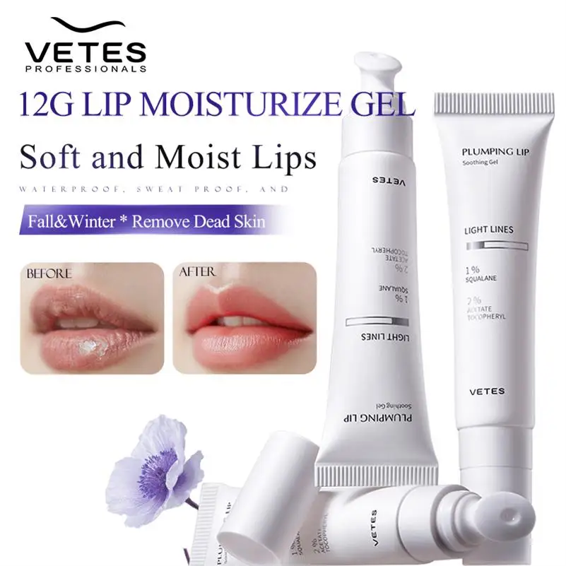 VETES Keramik-Massagekopf, Eis-Lippenessenz, 12 g, voluminöse Reparatur, feine Lippenlinien, hält feuchtigkeitsspendende Lippenbehandlung, sanfte Feuchtigkeit Image