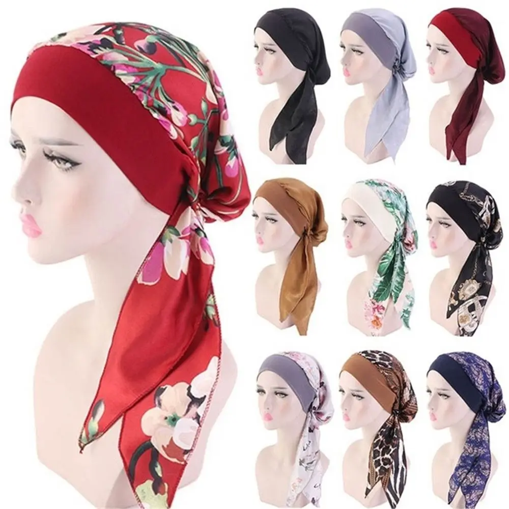 Frauen Muslim Turban Hijab Krebs Kopftuch Chemo Haarausfall Hut Vorgebundene Kopfbedeckung Bandana Chemo Piratenkappe Image