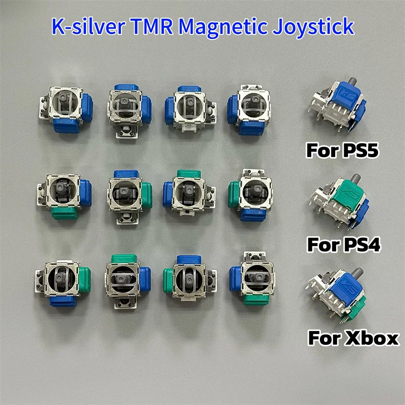 10 Stück TMR Elektromagnetischer IC-Joystick für Sony PS5 / PS4 / Xbox Gamepad K-Silber Magnetischer Thumb-Stick 3D-Analogsensor-Reparatur