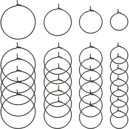 18K Gold Plated Beading Hoop Earring Stainless Steel Wine Glass Charm Rings DIY Earring Round Hoop Findings for Dangle Hoop Earrings Making Black