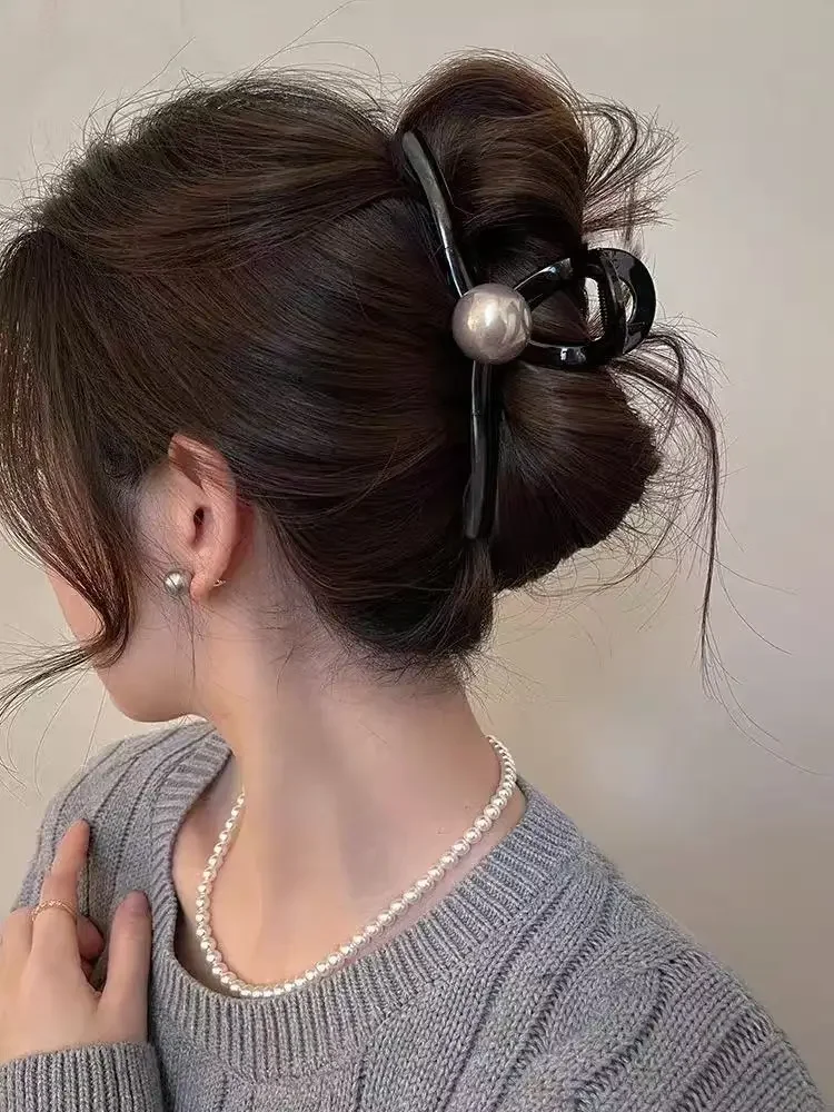 Große, einfache Wellen-Haarspange für Frauen, elegante Hai-Klemme, 2025, neuer Stil, Hinterkopf-Dutt-Haar-Accessoire Image