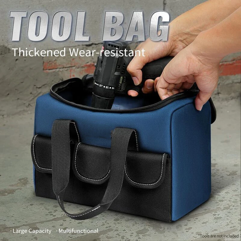 Sac à outils robuste de 20 pouces, sac de rangement de grande capacité, étanche, multi-poches, organisateur d'outils, pochette à outils pour outils d'électricien