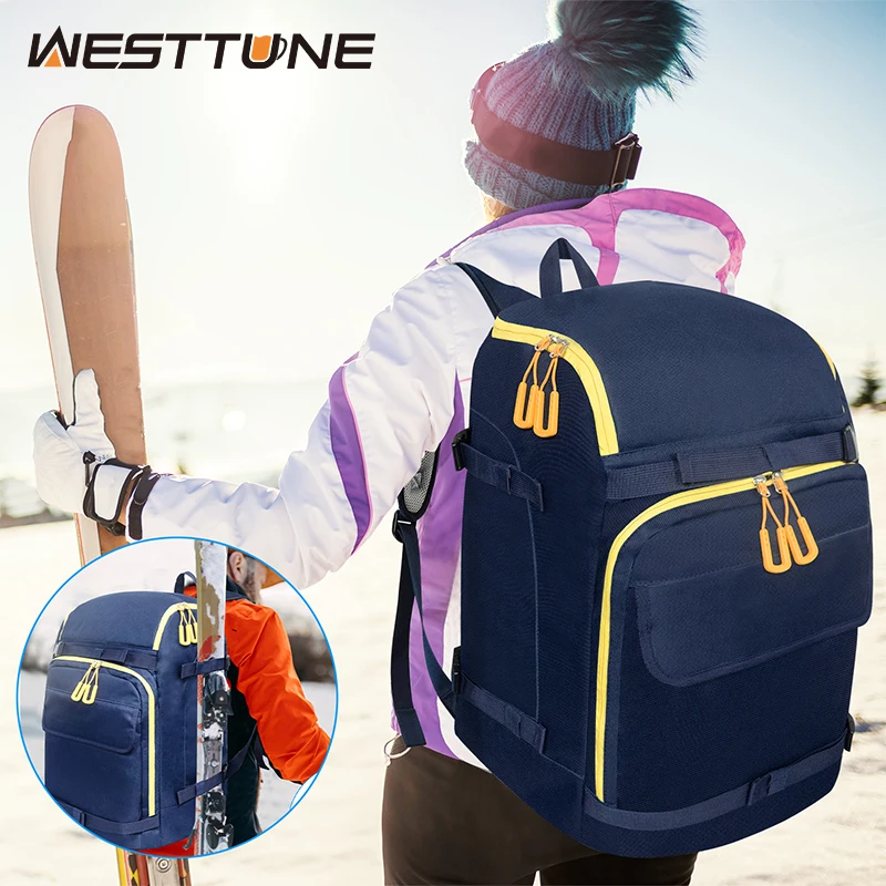 WESTTUNE Borsa per scarponi da sci Zaino da viaggio di grande capacità da 50 litri Borsa impermeabile per casco Occhiali Guanti Sci Snowboard e accessori