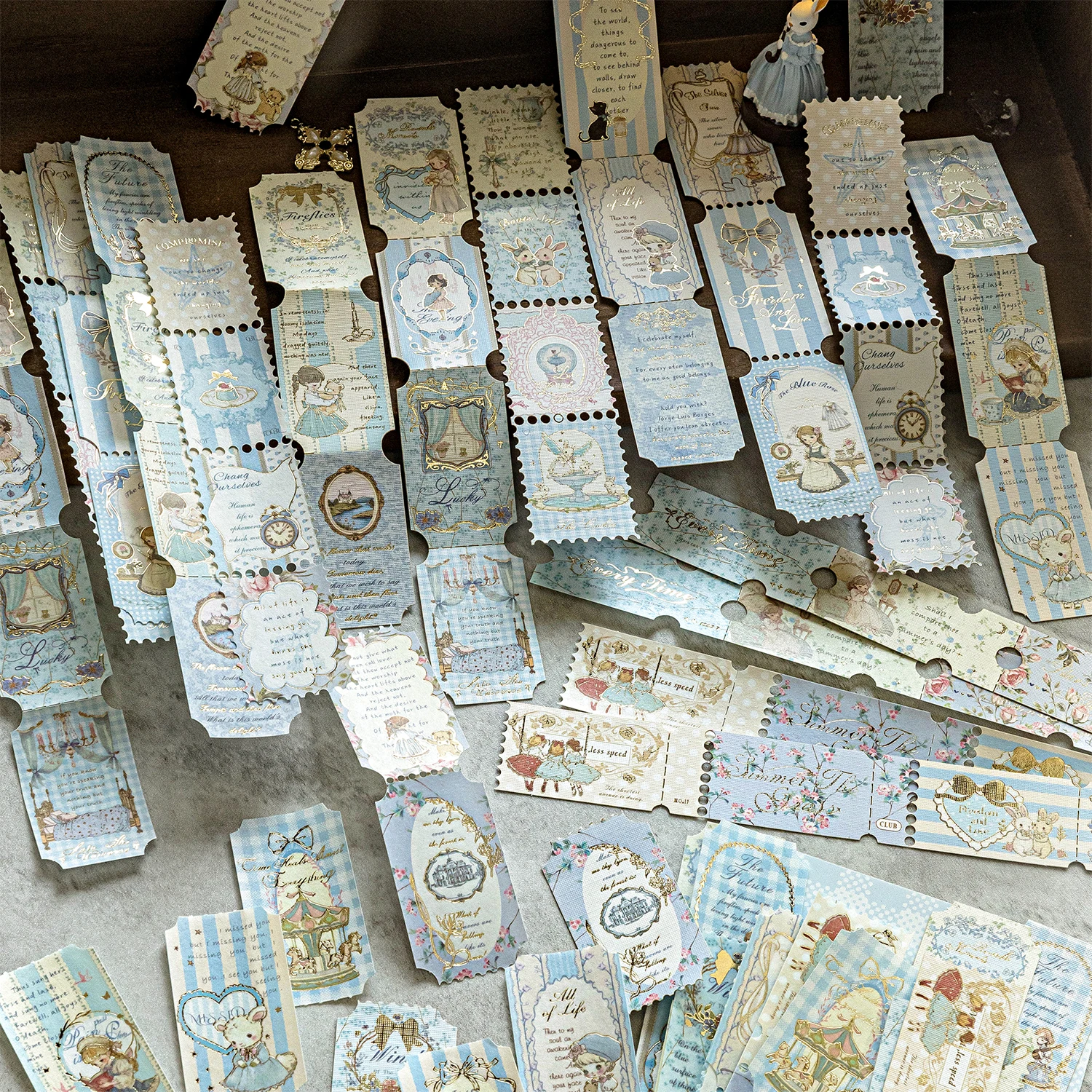 JIANQI 20 Stück Vintage-Ticket-Aufkleber DIY Notizbücher Tagebuch Album Dekorative Collage Scrapbooking Retro-Etikettenmaterial Image