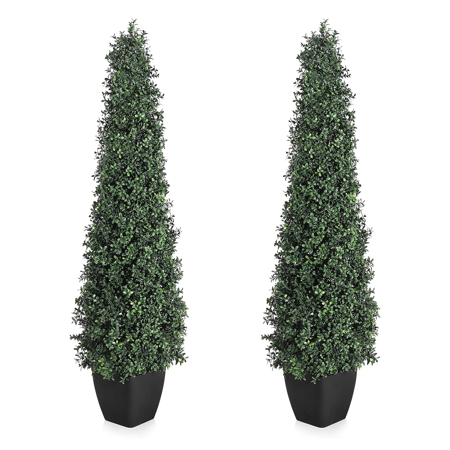 2 Stück künstliche Buchsbaum-Bäume, künstliche Buchsbaum-Topiary-Pflanzen, UV-beständig, Topfbäume, gefälschte Sträucher für Veranda, Garten, Büro Image