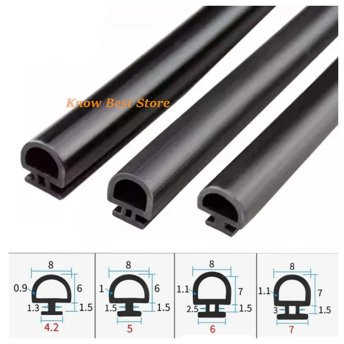 5/10 m Bodenbreite 5/6/7 mm EPDM-Dichtungsstreifen Brücke Aluminium Tür/Fenster versiegelter Kunststoff E nergy S aving und Türen Image