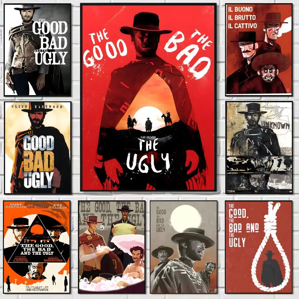 Filme T-The Good the Bad and the Ugly-MT Poster Selbstklebende Kunst Wasserfester Papieraufkleber Haus Bar Zimmer Wanddekoration am Meer