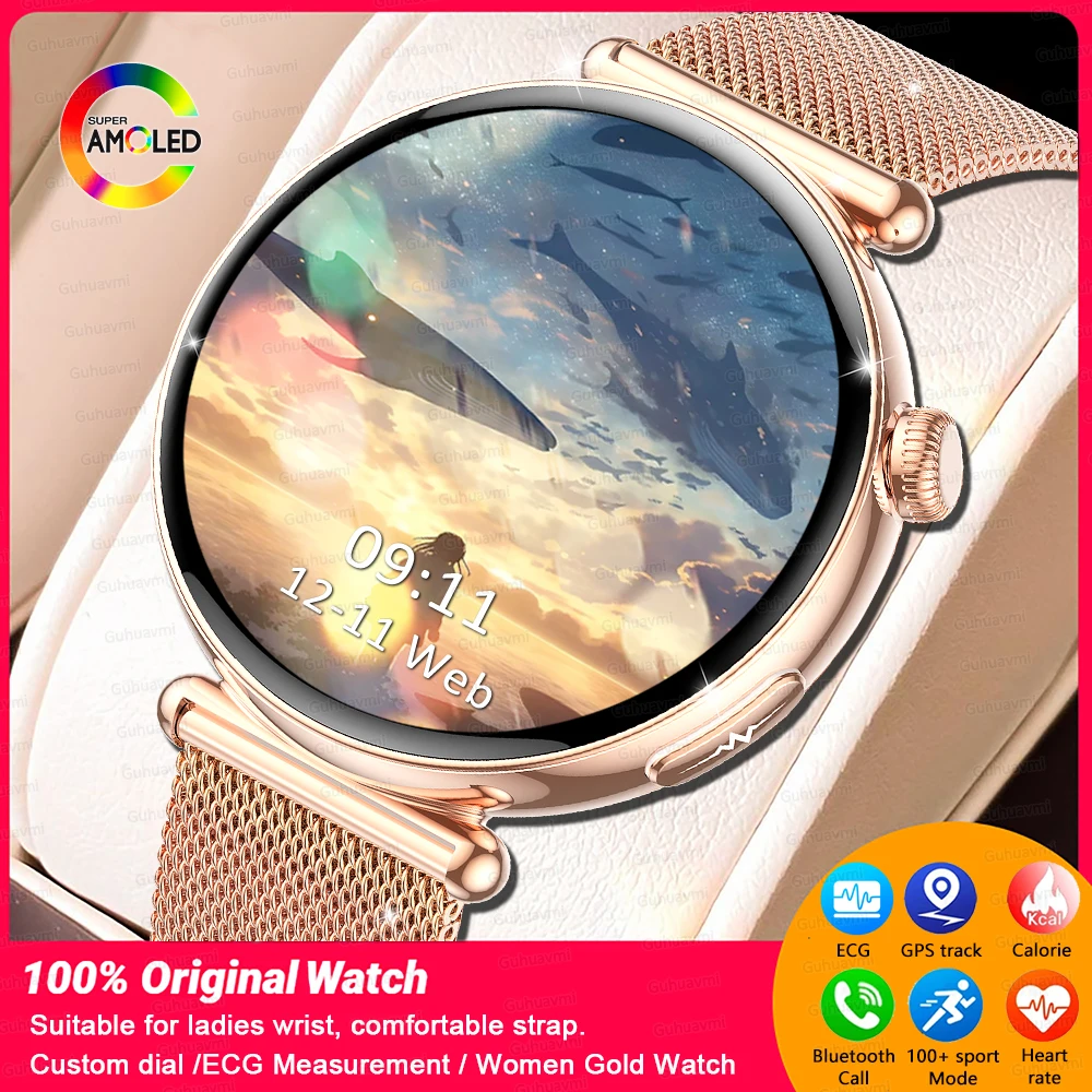 Frauen Smart Watch EKG PPG Gesundheit Tracking Uhr AMOLED Bildschirm BT Anruf AI Zifferblatt AI intelligente Diamant Armband Smartwatch für Frauen Image