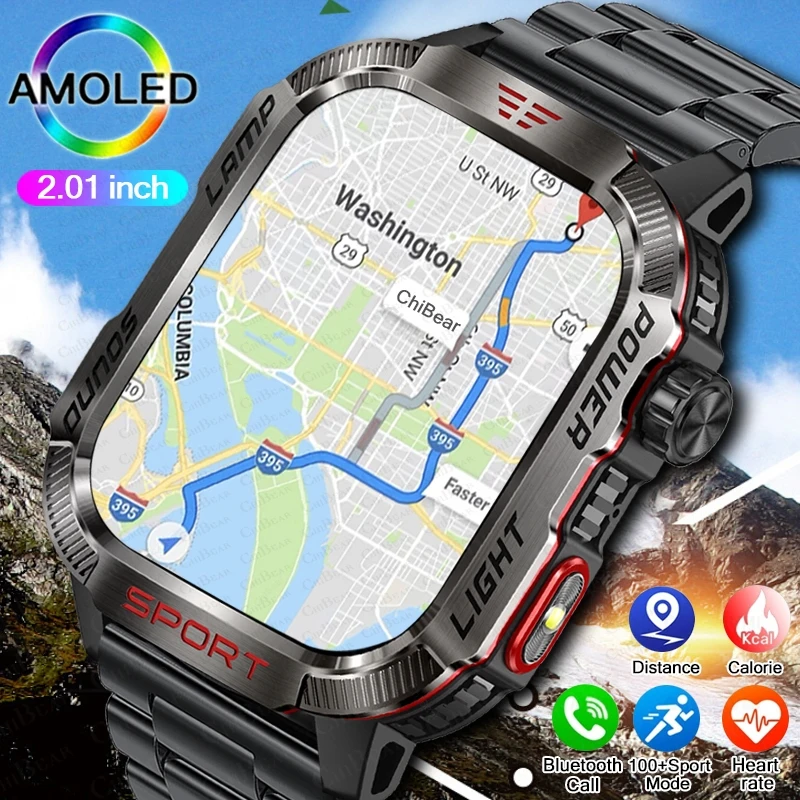 Neue Militär GPS Sport Smart Uhr Männer 600 mAh Kompass Outdoor Uhren 2,01 zoll Bluetooth Anruf IP68 Wasserdichte Smartwatch mann