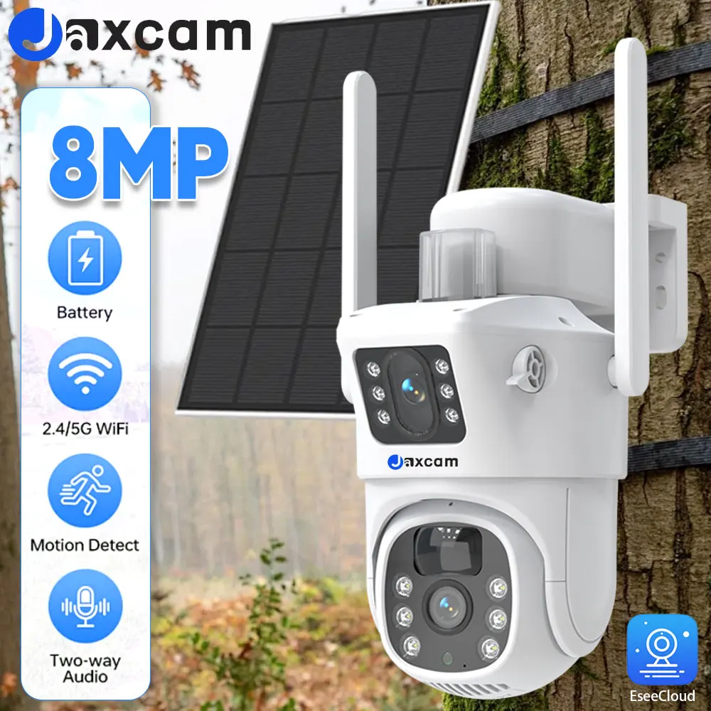 5G & 2,4 GHz WIFI Sicherheit PTZ Kamera Dual Objektiv Dual Screen Solar Power Batterie 8MP 4K CCTV Alarm PIR Erkennung IP Kamera EseeCloud Image