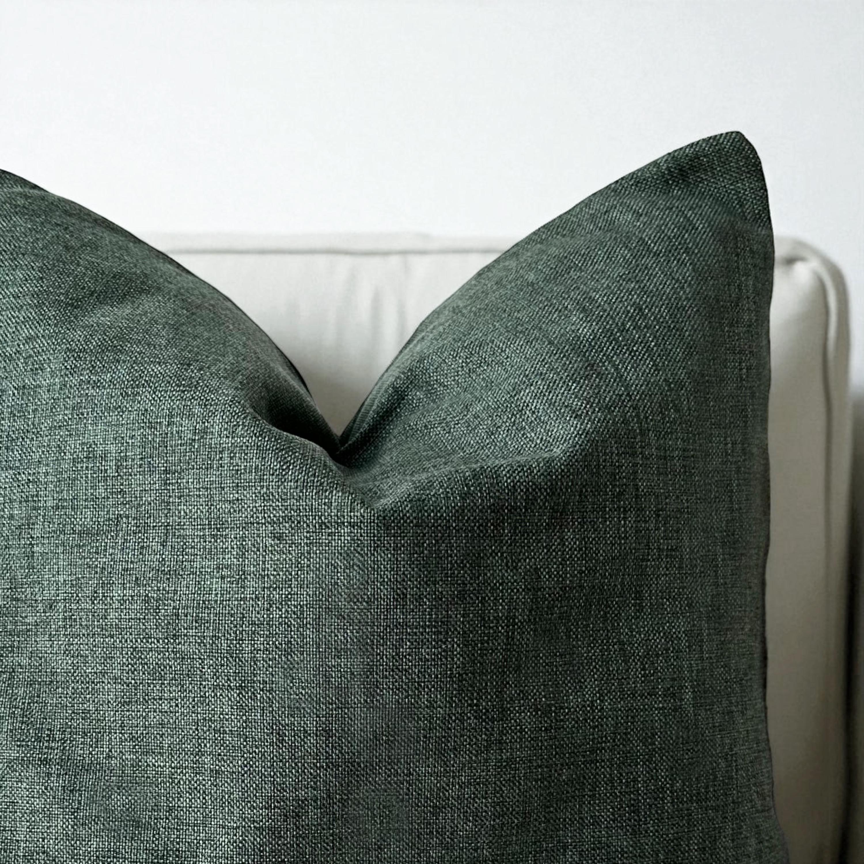 Federa per cuscino in lino verde scuro, federa per cuscino in lino verde boho, federa per cuscino in stile rustico moderno boho, cerniera nascosta, 24