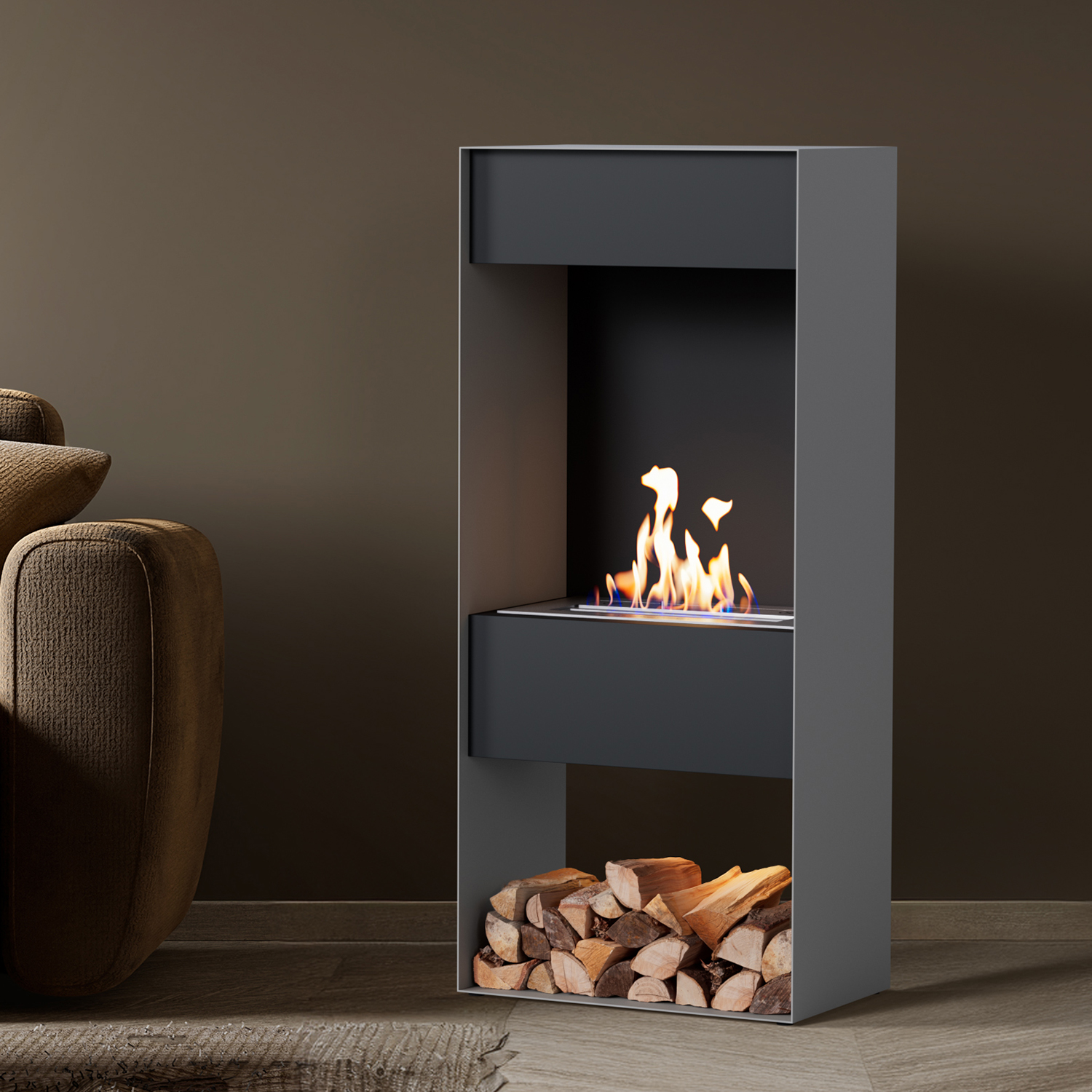 Noble Flame CORE [Design Bioethanol Kamin]: Aluminiumgrau