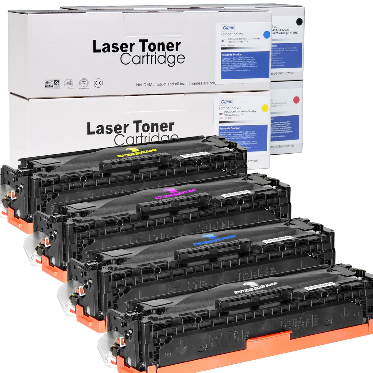 D&C Kompatibles HP 128A Toner-Set für HP LaserJet Pro CM1413fn - 4 Kartuschen Schwarz Cyan Magenta Gelb Image