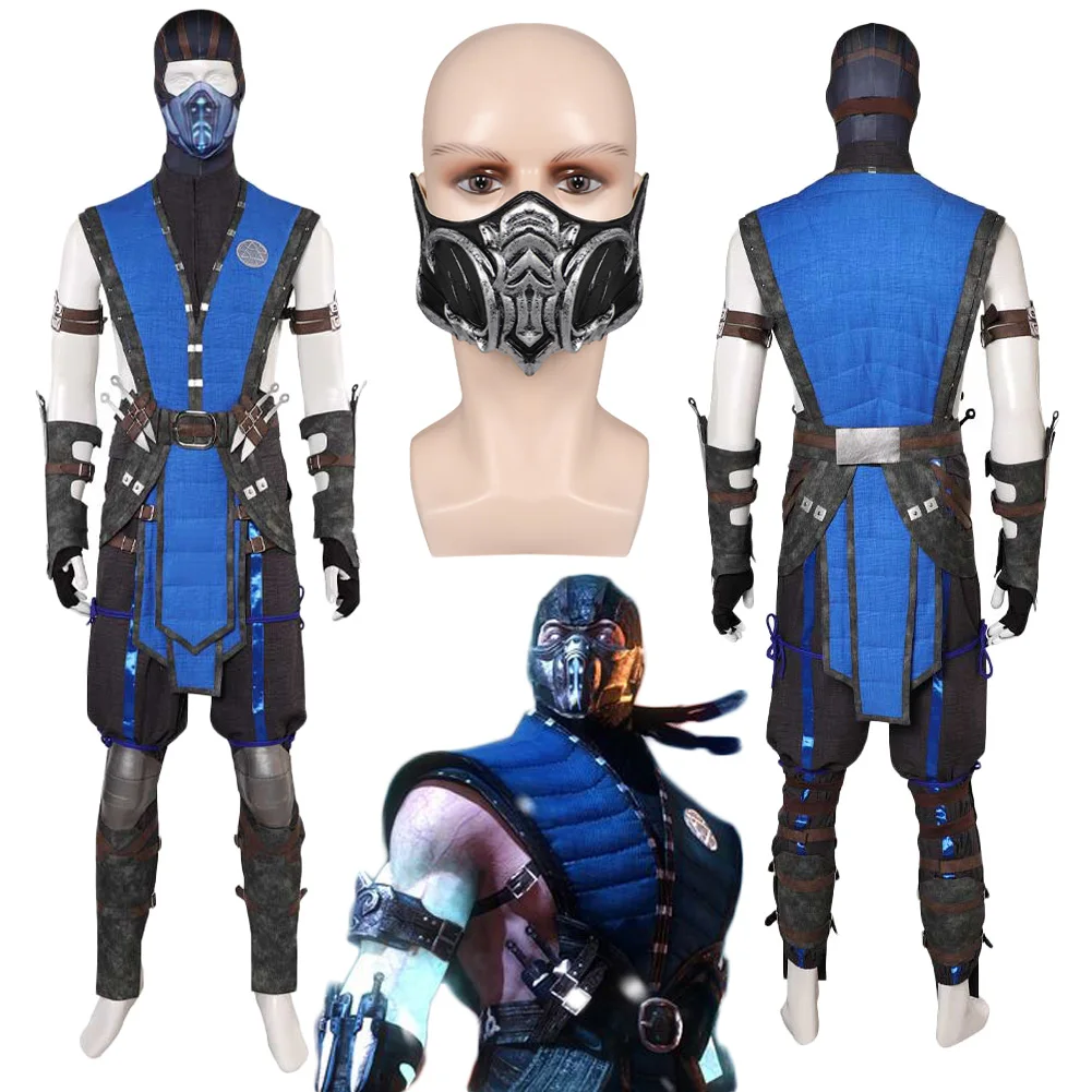 Mortal Kombat Cosplay Sub-Zero Kostüm Erwachsene Blau Top Hose Maske Halloween Karneval Party Verkleidung Outfits Für Männer Männliche erwachsene Image