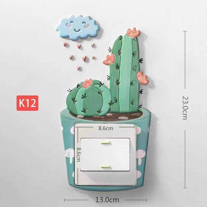 Schalter Aufkleber 3D Kaktus Schutzhülle für Nacht Schalter Steckdose Home Dekoration Wand Aufkleber Image