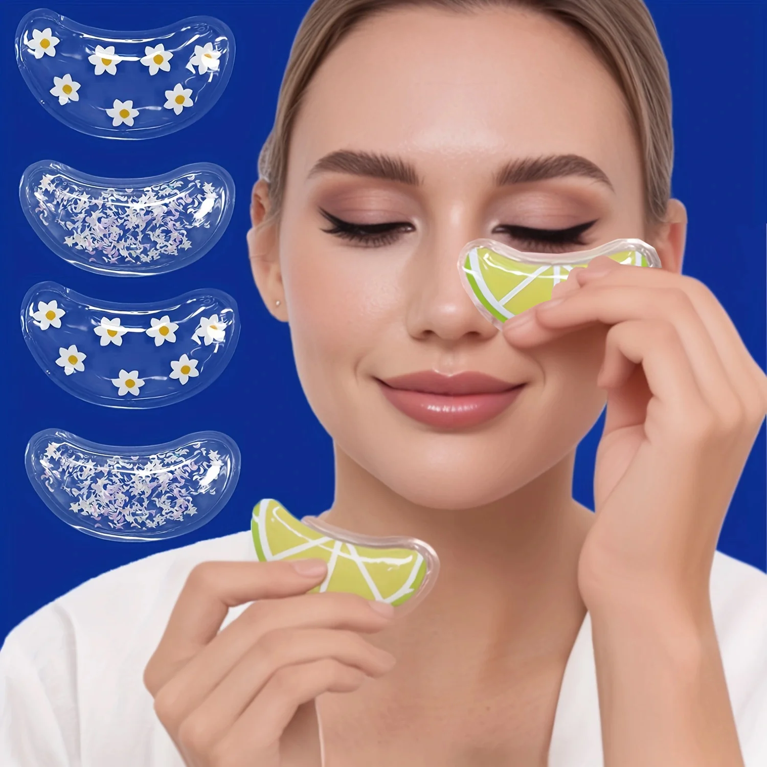 Wiederverwendbarer Gel-Augen-Eisbeutel, kühlendes Augenpolster, heiße und kalte Behandlung für die Belastung der Augen, Augenschwellungen, Augenringe, glatte, feine Linien Image