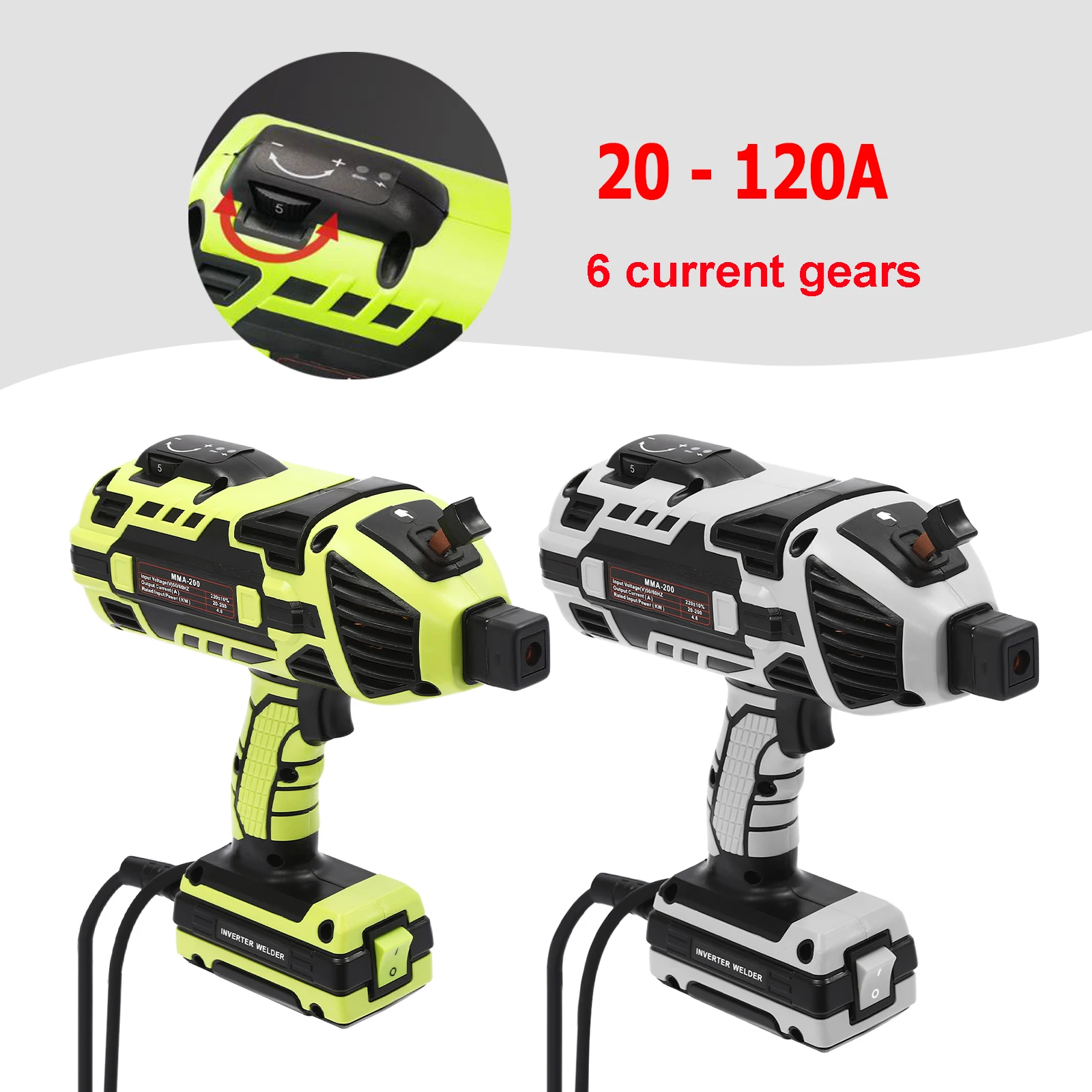 4,6 kW Handschweißgerät, tragbares 220-V-Schweißgerät mit IGBT-Wechselrichter, 20–120 A verstellbar, komplettes Set-Set, Schwarz, Grün