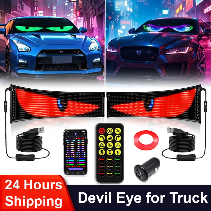 LED Flexible Screen Car Sign for Truck Eyes RGB LED Matrix Pixel Panel Car Sign Animation Remote Control Flexible Display Light