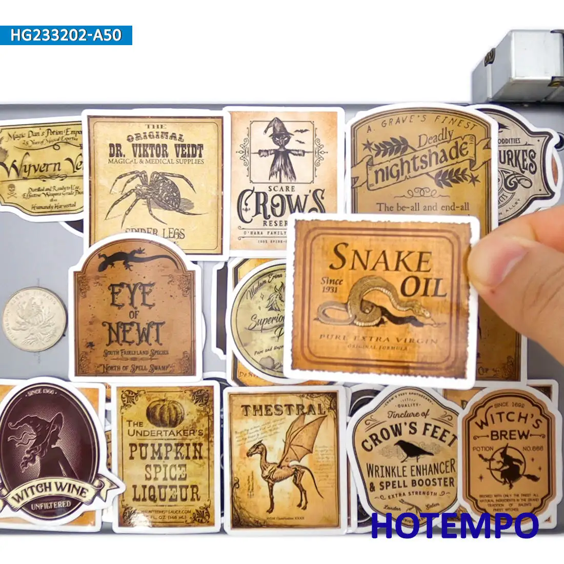 20/30/50 pezzi, Alchimia retrò, Divertente Halloween, Adesivi per etichette di pozioni magiche, per bottiglia, album, bagagli, telefono, laptop, auto, moto, bici, tazza, diario, Giocattoli adesivi