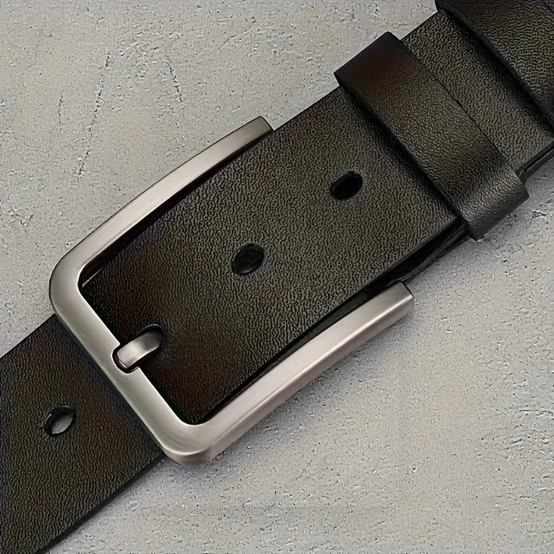 Vintage-Herrengürtel aus Kunstleder mit quadratischer Legierungsschnalle und schwarzer, lässiger und geschäftlicher Stil, langlebiges Accessoire im Vintage-Stil