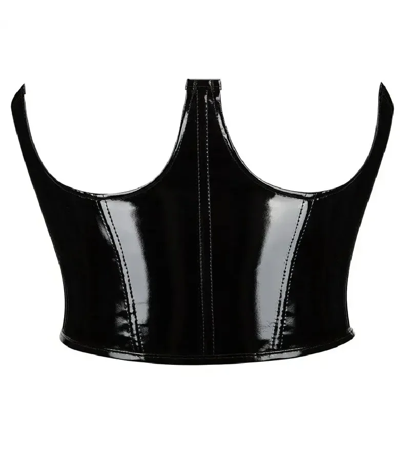 Schwarz Sexy Korsett Unterbrust Punk Faux Leder Gürtel Frauen Top Vintage Bustiers Kurve Former Strap Abnehmen Taille Gürtel Image