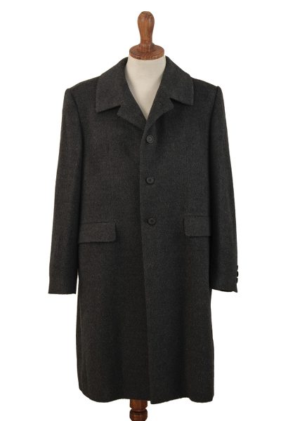Tailored Charcoal,'Men's Charcoal Grey Baby Alpaca Blend Long Coat'