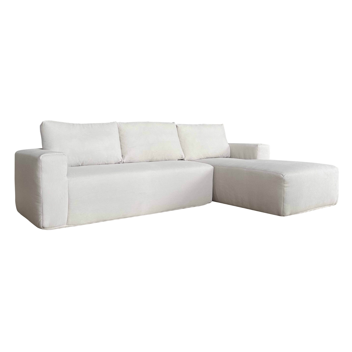 Oviala Business Oviala 4-Sitzer-Ecksofa mit Chaiselongue rechts und ecrufarbenen Kissen Image
