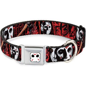 Buckle-Down Warner Bros. Horror Movies Friday the 13th Jason Mask Dog Collar, Large: 20 to 31-in neck, 1.5-in wide