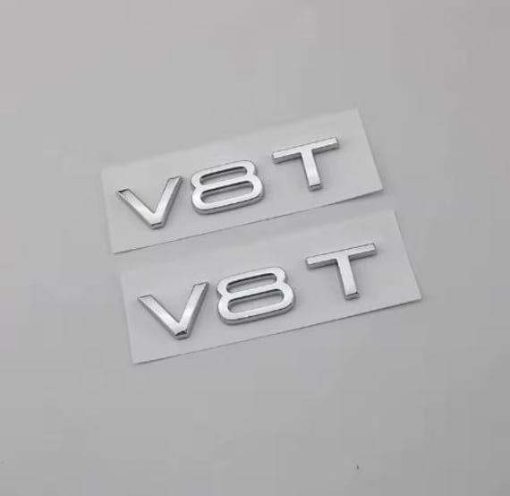 2X V8T cromato 3D ABS cromato nero lucido emblema distintivo auto adesivo decalcomania per A6 A7 A8 S4 S5 S6 S7 S8 RS4 RS5 RS6 RS7 TT R8