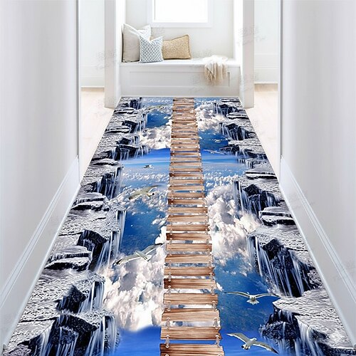 Bereichsteppich für Flur Küche Eingangsbereich floral 3D weich rutschfest anpassbarer Läuferteppich Korridor Treppe Bodenmatte dekoratives großes Teppich Image