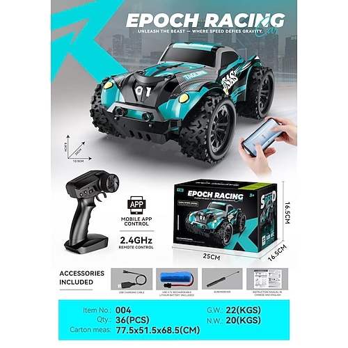 Hochgeschwindigkeits RC Monstertruck - 1:18 Maßstab 2,4GHz Fernbedienung Off-Road Buggy mit wiederaufladbarem Akku - All-Terrain-Fahrzeug für Kinder Weihnachtsgeschenk