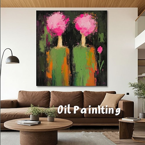 Handgemaltes abstraktes Gemälde einer Frauenfigur, groß, braun Grüne, strukturierte Wandkunst, Vintage-Figurative Leinwandkunst, abstrakte Menschenkunst, Wabi-Sabi-Wandkunst, Figurenbilder Image