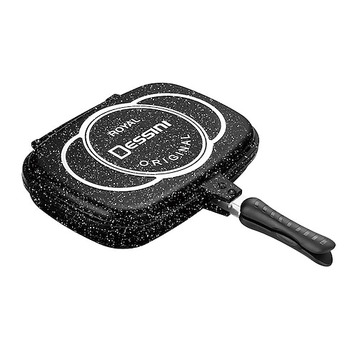 1 Stück doppelseitige Antihaft-Bratpfanne Backform – Druckguss-Kochgeschirr mit doppelseitiger Druckgarfunktion zum Garen von Omeletts, Sandwiches, Hähnchen und Grillgut robusteres Aluminiumdesign Image