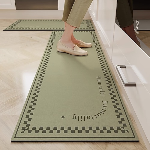 Läuferteppich für Küchenteppich Flur Küchenweich rutschfest maschinenwaschbar saugfähiger Diatom Schlamm Fußboden Teppich Wabi Sabi Stil ölbeständig schnell trocknend langlebige Wohnkultur Fußpolster Image