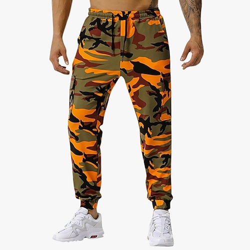Herren Jogginghose mit Bündchen Cargohosen Sporthosen Kordelzug Mit Taschen Hohe Taille Unterteile Fitnessstudio Athleisure Trainieren Frühling Herbst Elastisch Fitnessstudio Training Track Normale Image