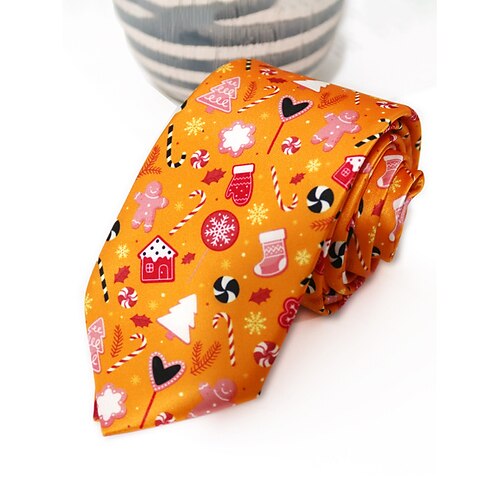 Weihnachtskrawatten für Herren aus Polyester – mit Weihnachtsmann-, Schneemann- und anderen weihnachtlichen Motiven, perfekt für Weihnachtsfeiern und festliche Anlässe. Image