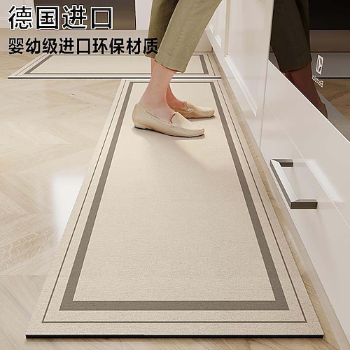 Läuferteppich für Küchenteppich Flur Küchenweich rutschfest maschinenwaschbar saugfähiger Diatom Schlamm Fußboden Teppich Wabi Sabi Stil ölbeständig schnell trocknend langlebige Wohnkultur Fußpolster Image