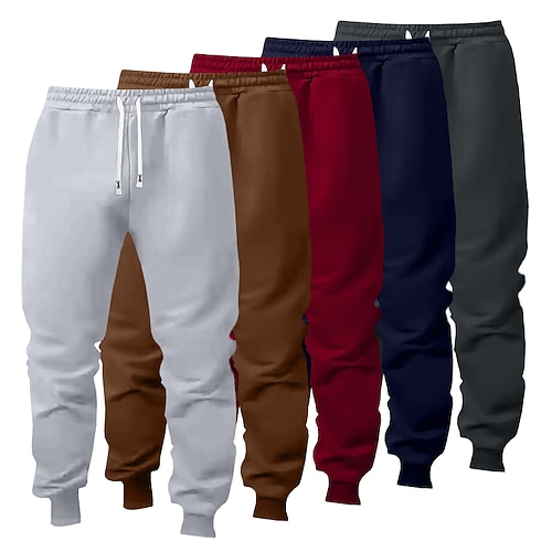 Herren Jogginghose Fleecehose Hose Freizeithose Kordelzug Elastischer Bund Mehrfachpackung Einfach Komfort Volle Länge Outdoor Lässig Täglich Klassicher Stil Basic 1 2 Mikroelastisch Image