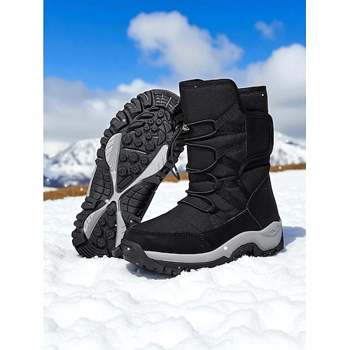 Damen-Schneestiefel in Burgunderrot – wasserdichte, warme Winterstiefel mit rutschfester Sohle, ideal für Outdoor-Aktivitäten, Skifahren und andere Aktivitäten bei kaltem Wetter Image