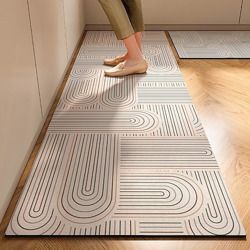 Läuferteppich Diatom Schlammt Küche Matte für Flur Küche weich absorbierend rutschfest maschinenwaschbar Boden Teppich lang ölbeständig moderner minimalistischer Stil leicht zu reinigen langlebige Image